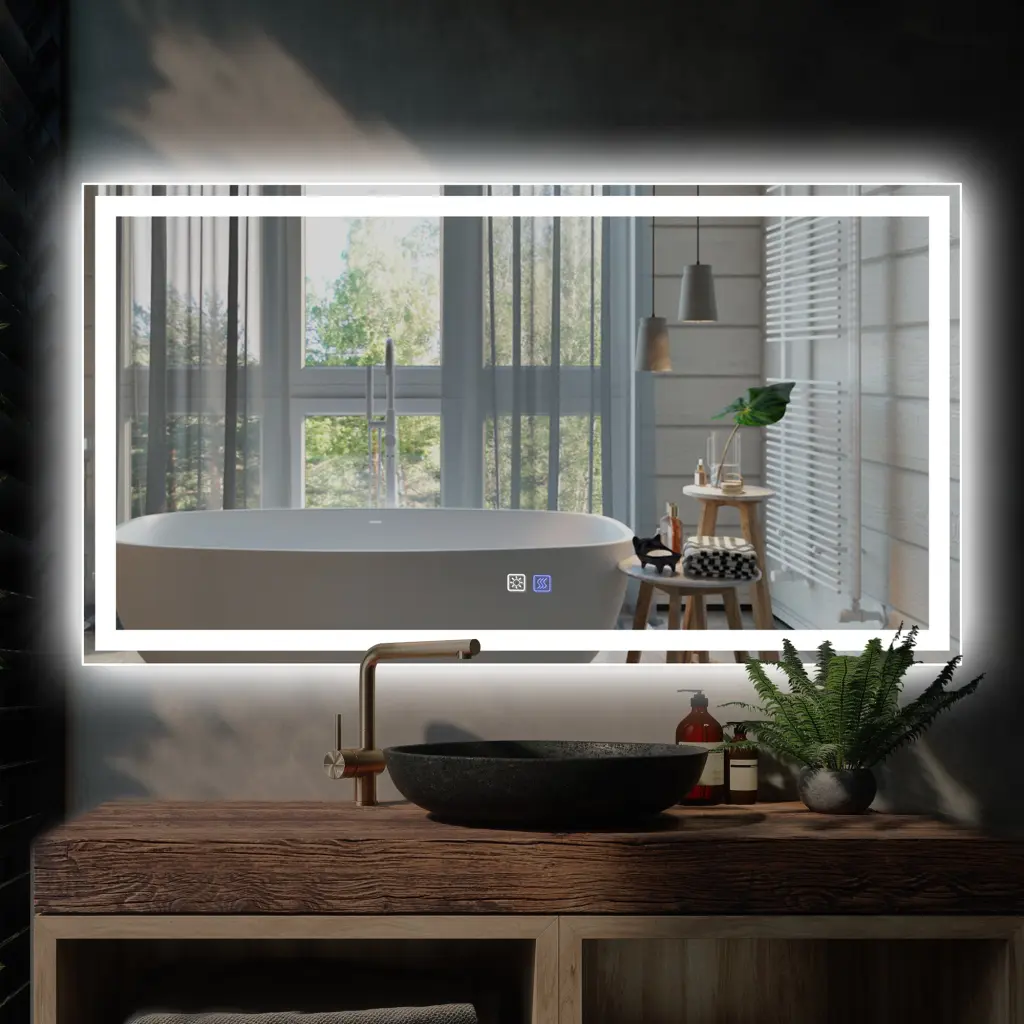 LED Bathroom Vanity Mirror 55x30 Inch Anti Fog Dimmable Lighted Mirror global chain solutions
