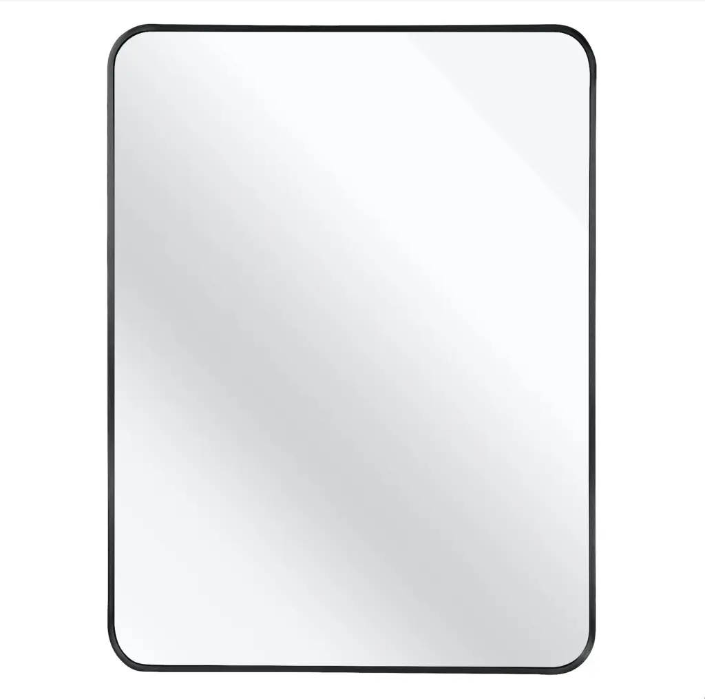 Black 30x40 Rectangular Bathroom Wall Mirror Timeless MDF Glass Frame huovtr
