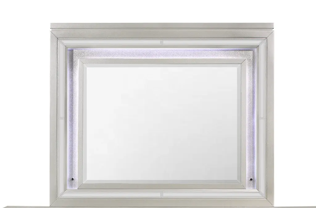 Cross Glam Champagne Mirror LED Lighting and Solid Wood MDF Frame luxe modern furniture