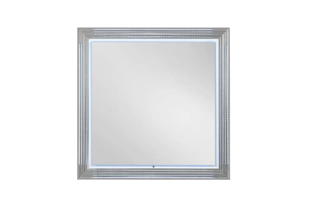 Moon White Stone Mirror LED Light Solid Timber MDF Frame luxe modern furniture