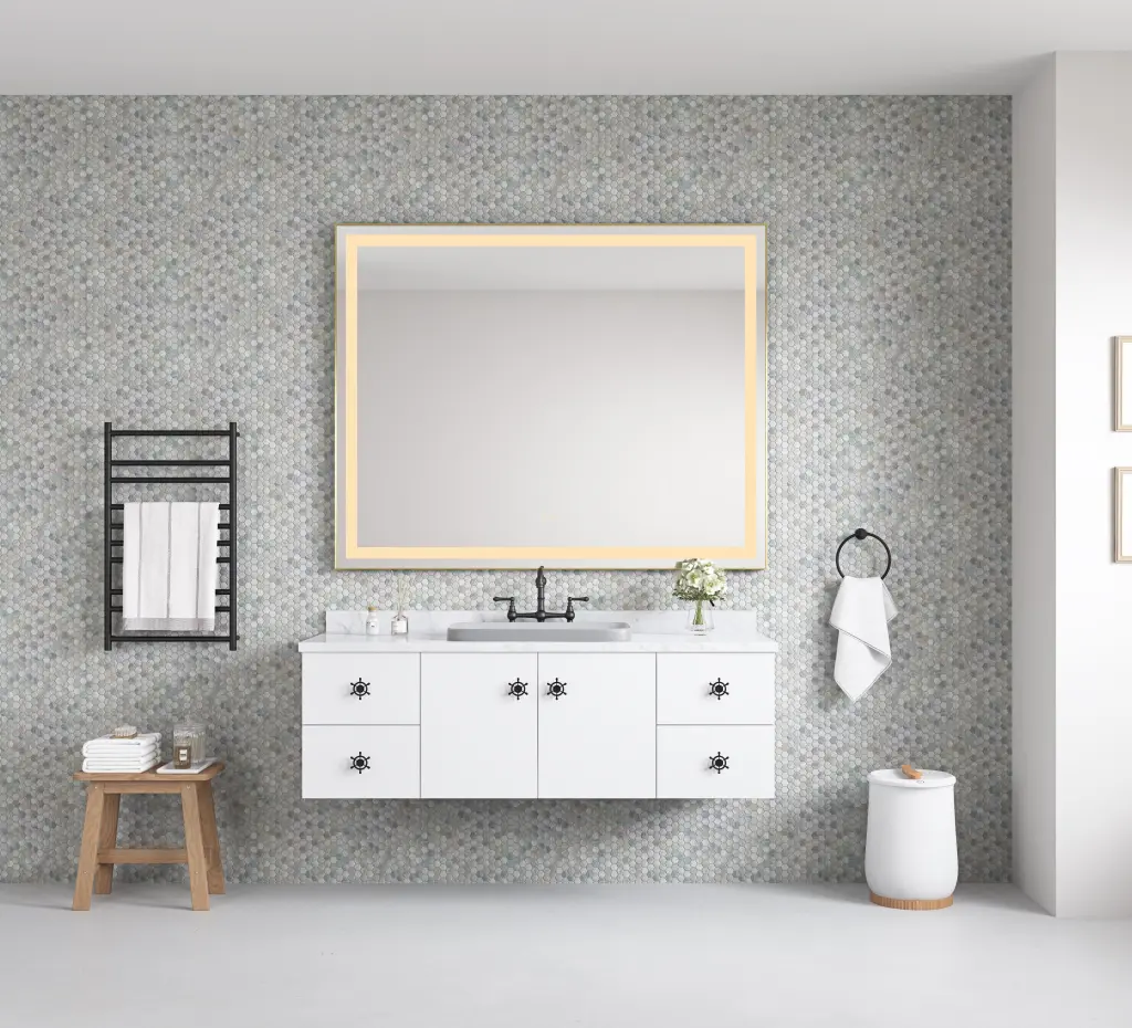 60x48 LED Lighted Bathroom Wall Mounted Mirror High Lumen Anti Fog rnb
