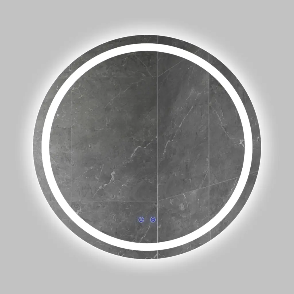 32 x 32 Inch Round Frameless LED Illuminated Bathroom Mirror Touch Button royal hampton
