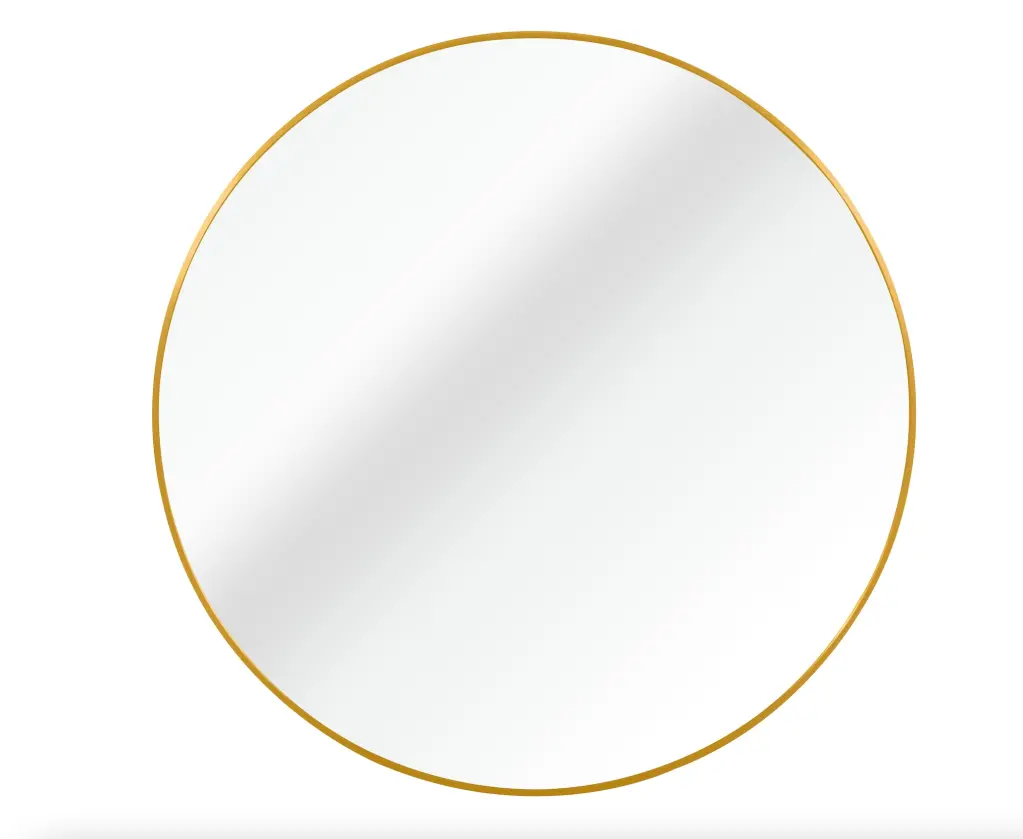 Precious Metal 42 Inch Metallic Round Bathroom Mirror Classic MDF Crystal Aluminum sdkoa