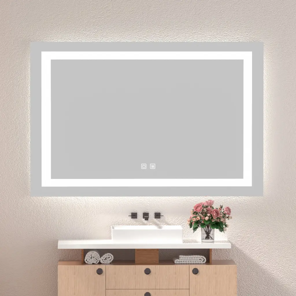 48 X 36 Inch Frameless Rectangular LED Bathroom Vanity Mirror Touch Sensor w1056 clovis