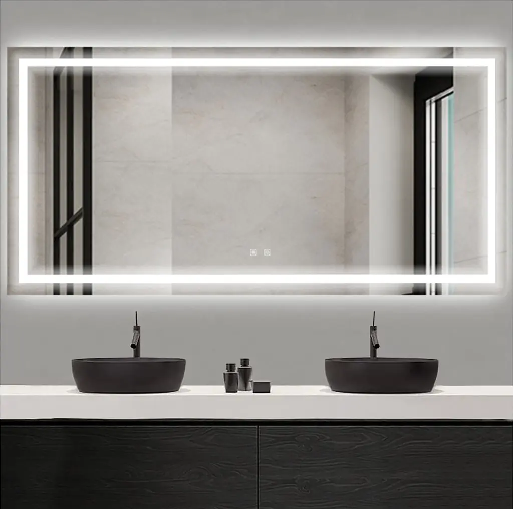 72 x 36 Inch Frameless Rectangular LED Bathroom Vanity Mirror Touch w1056 clovis