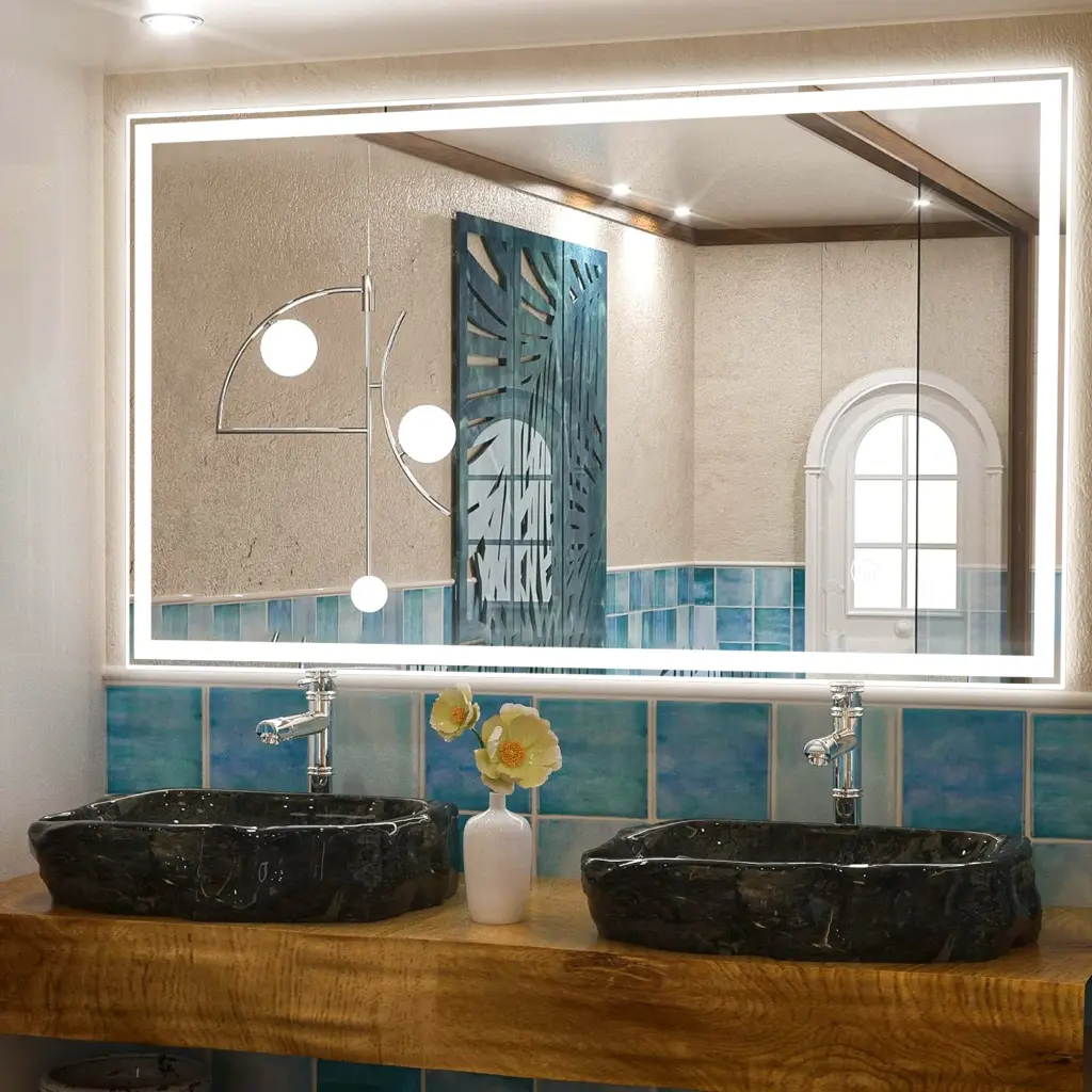 40"X24" Dimmable LED Bathroom Mirror Wall Mounted Anti Fog Waterproof w2985