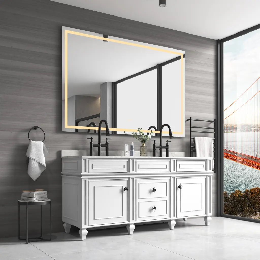 LED Bathroom Mirror 55 X 30 Inches Front And Backlight Large Dimmable Mirror w928 dongtu group