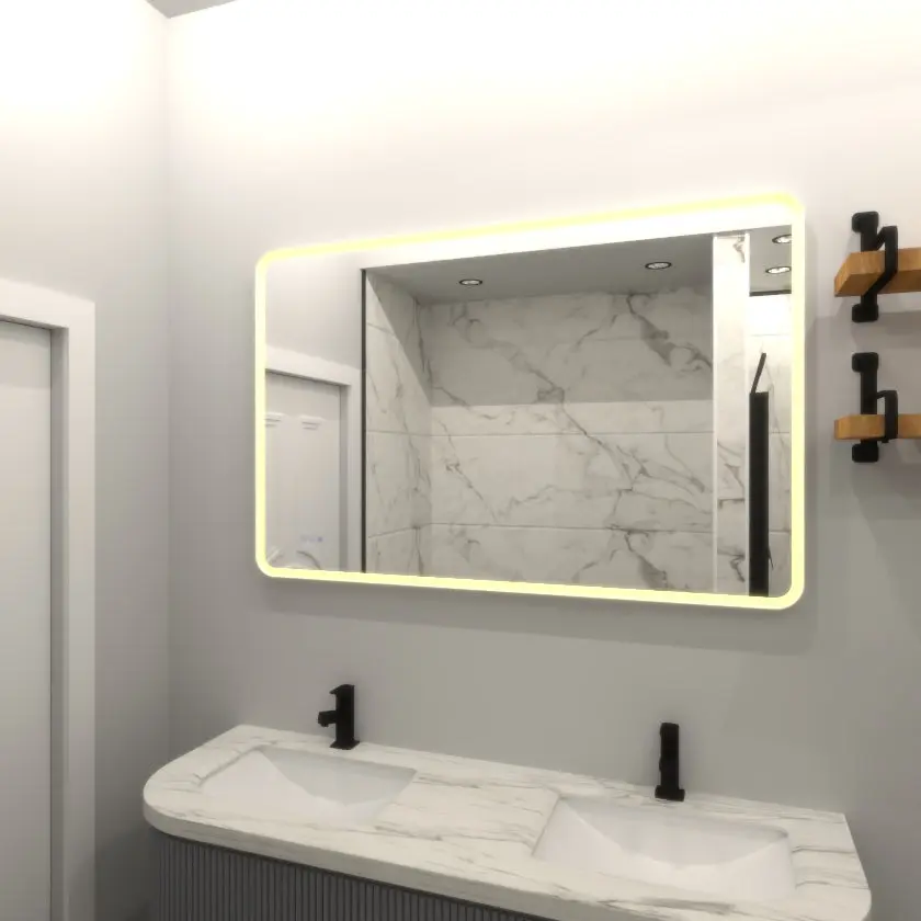 Matte White Ferrous Metal Bathroom LED Mirror x4bath