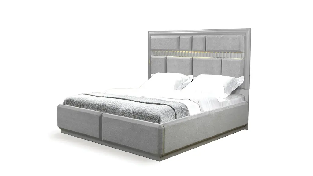 Da Vinci Modern Style King Bed Gray Wood Box Spring Not Required galaxy home furnishings