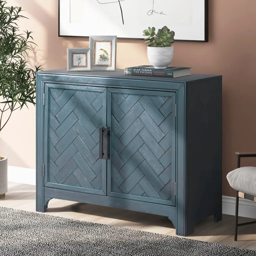 40-Inch Modern Cabinet Unique Design Doors and Customizable Shelf, Stylish Storage Solution u_style