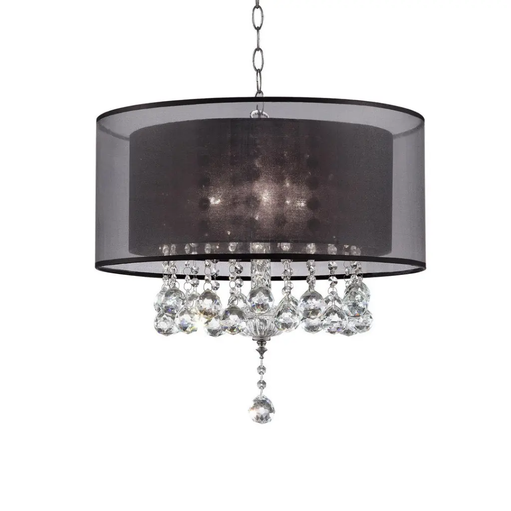 19 Inch Tall Ceiling Lamp Effleurer Shiny Metal and Glass Accents Black Modern Lighting california home