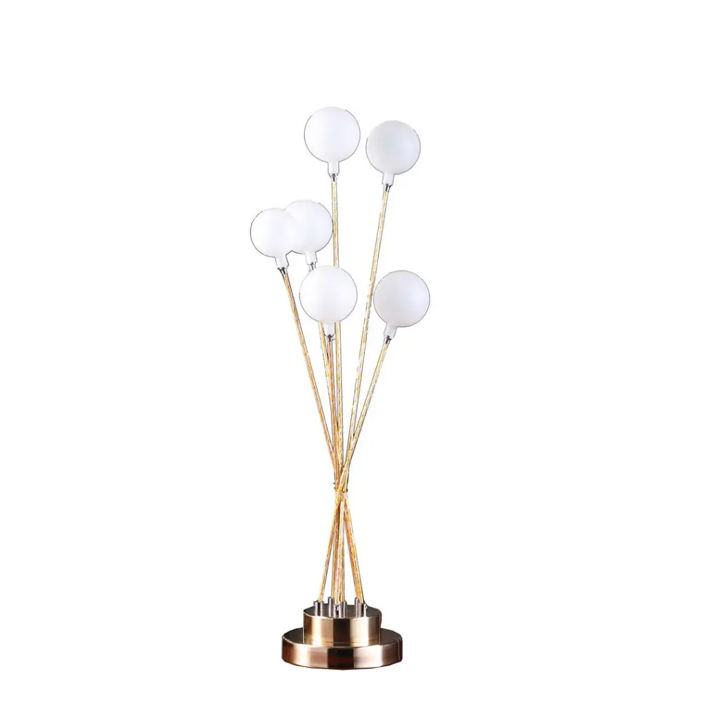 27.5 Inch 6 Light Acrylic Globe Aluminum LED Chandelier Yellow california home
