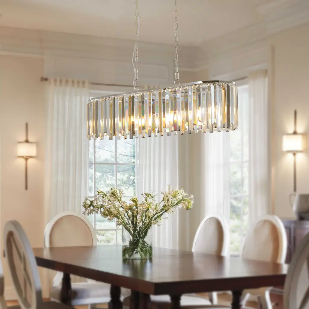 W1340P189407 L5018 Modern Oval Glass Ceiling Chandelier Luxury Lighting Fixture lighting commune