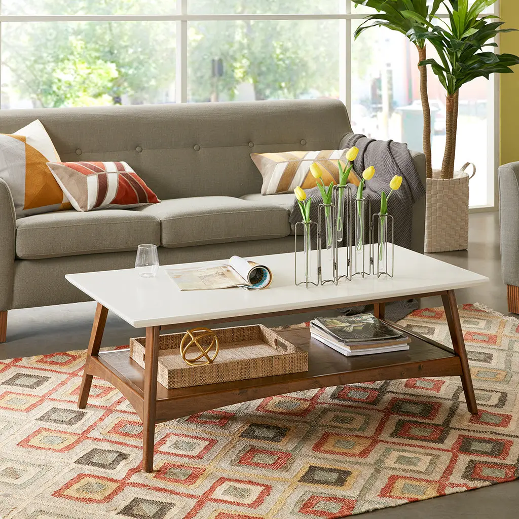 Coffee Table Off White Pecan Timber Modern Living Room Furniture jla