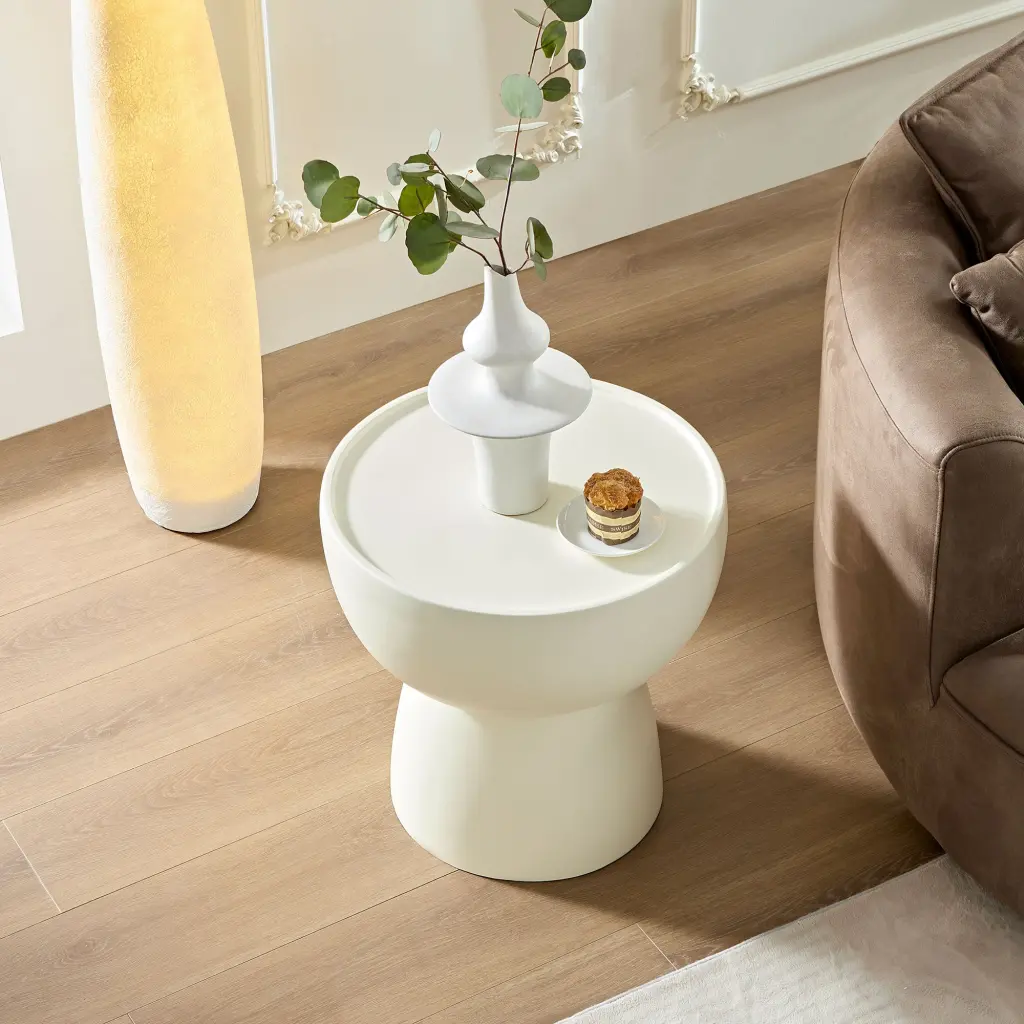 19.69 Inch Fiberglass Cream Style Coffee Table Living Room Side Table justone