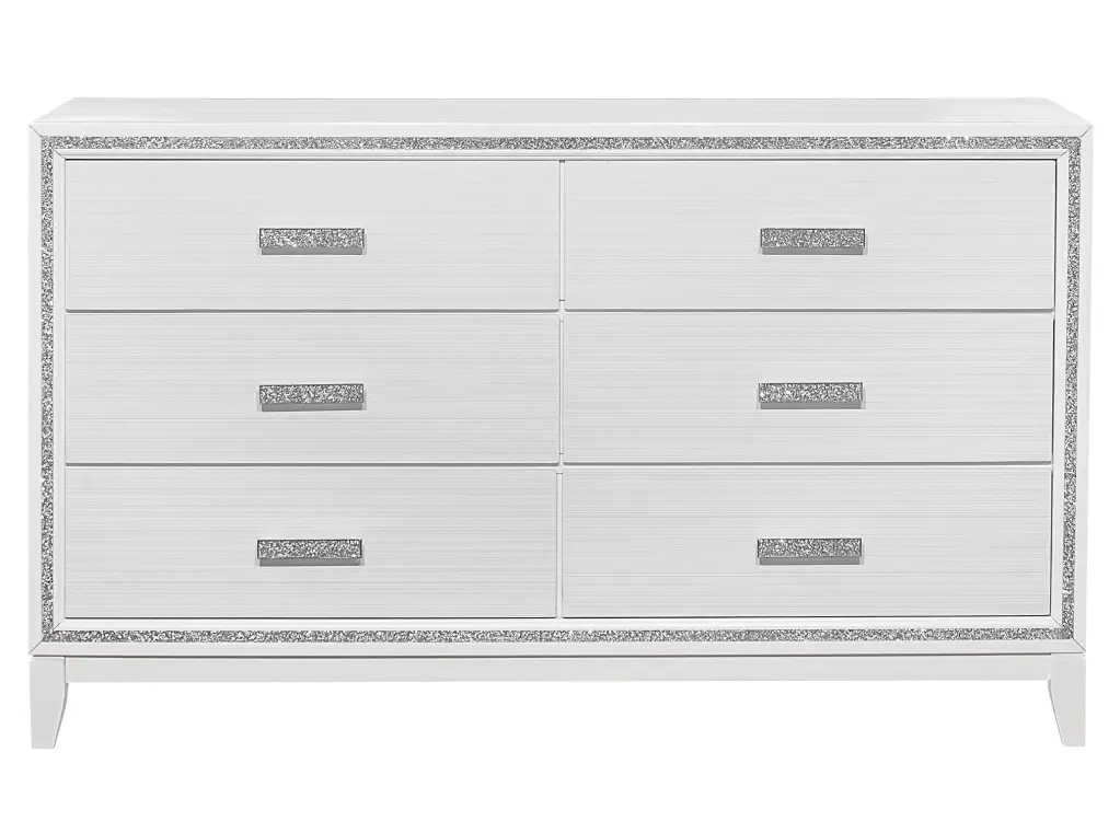 Almera Glitter White Dresser Rubber Wood Modern Bedroom Furniture luxe modern furniture