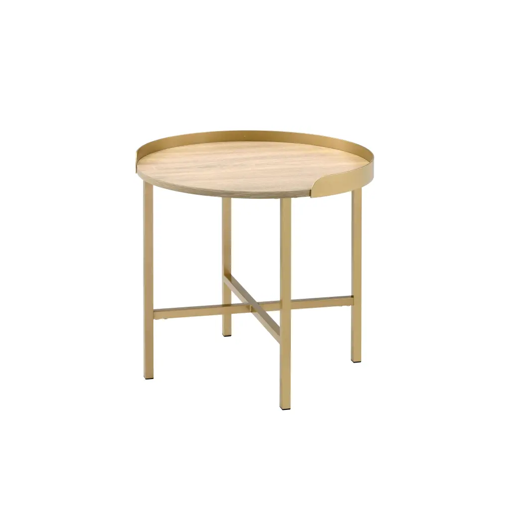 Oak And Precious Metal End Table Tray Top Modern Living Room furniture max