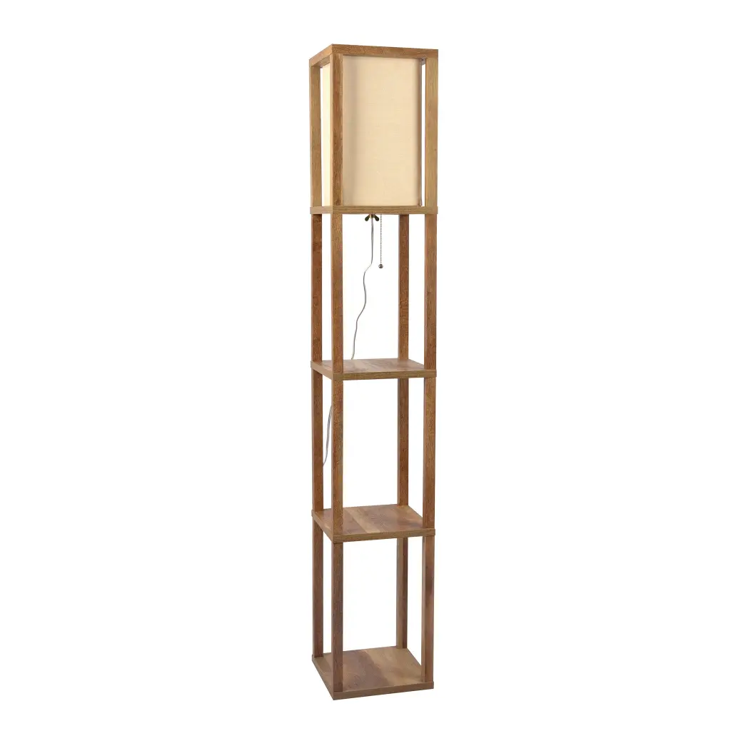 Pinnacle Shelf Floor Lamp Bedroom Living Room Natural Wood LED Lighting ashcroft furniture