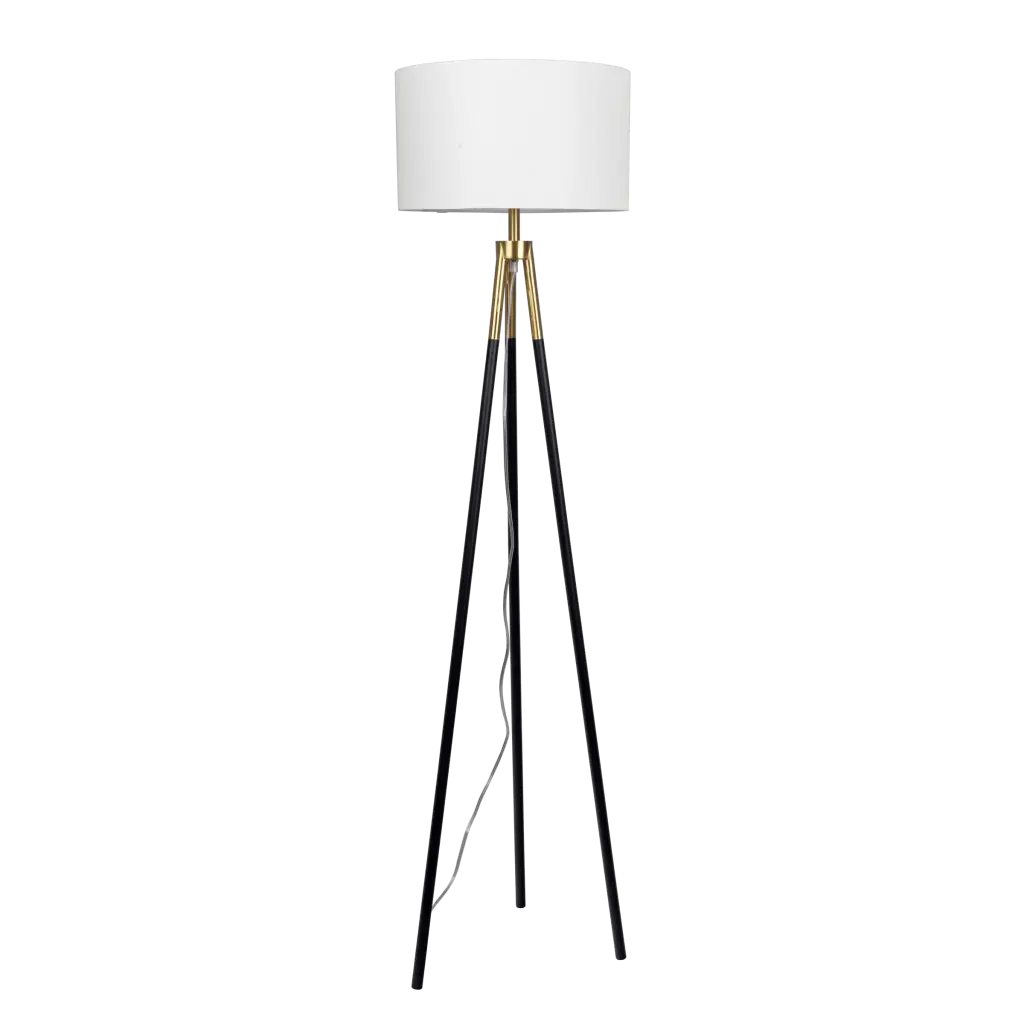 Sway Copper Alloy Floor Lamp On Off Switch Triple Legs White Fabric ashcroft furniture