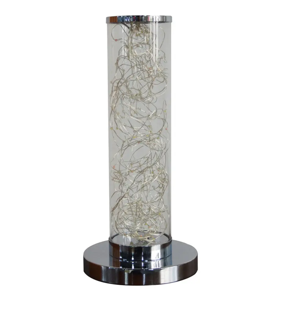 13 Inch Exposed Rope LED Minari Clear Column Floor Lamp Shiny Metallic california home