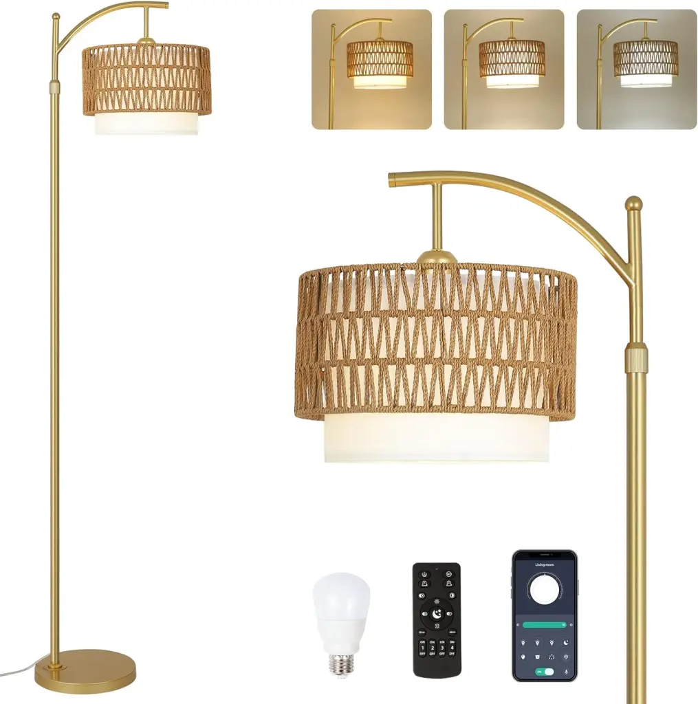 Precious Metal Floor Lamp Living Room Remote & Dimmable LED Bulb Modern Design dfzj lighting