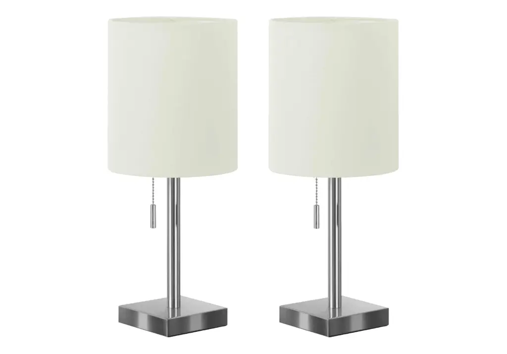 Set 2 17 Inch Table Lamps USB Port Nickel Metal Base Modern Lighting 8th street living