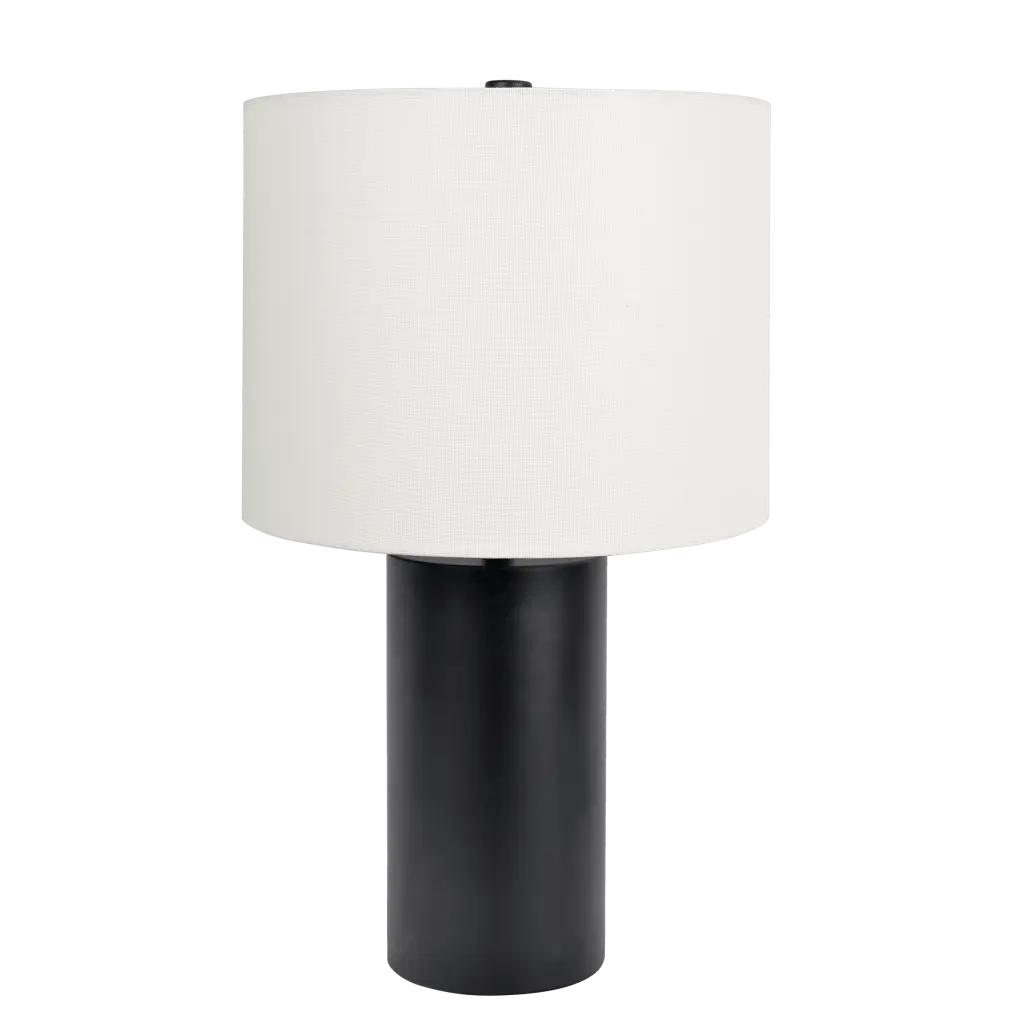 Aura Black Table Lamp On Off Switch Black Block Base Modern Home Office Lighting ashcroft furniture