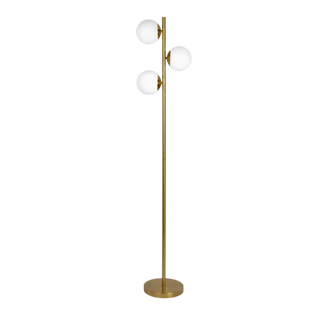Brilliance Modern Gold Brush Floor Lamp Opal Glass Shades ashcroft furniture