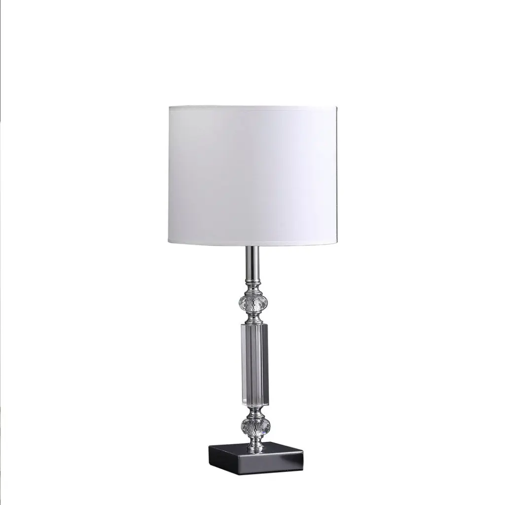 19.75 Inch Elon Cut Glass Column Modern Table Lamp White Metallic Base california home