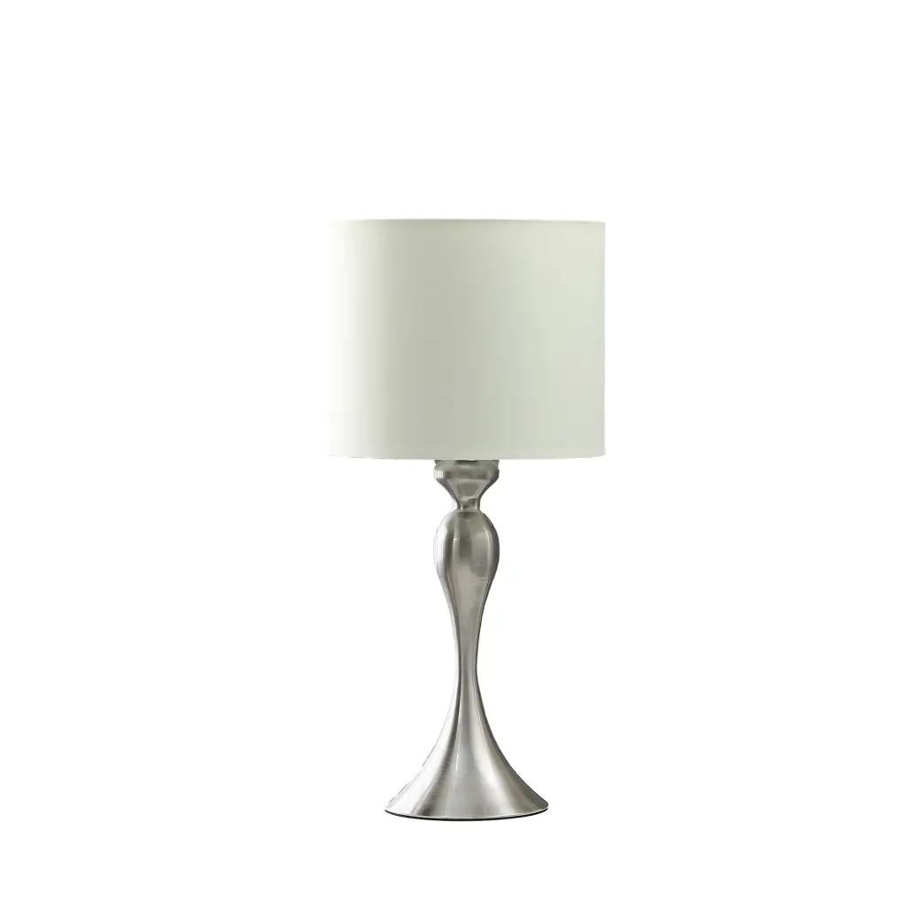 24.5 Bailey Brushed Shiny Metal Modern Candlestick Metallic Table Lamp Silver california home