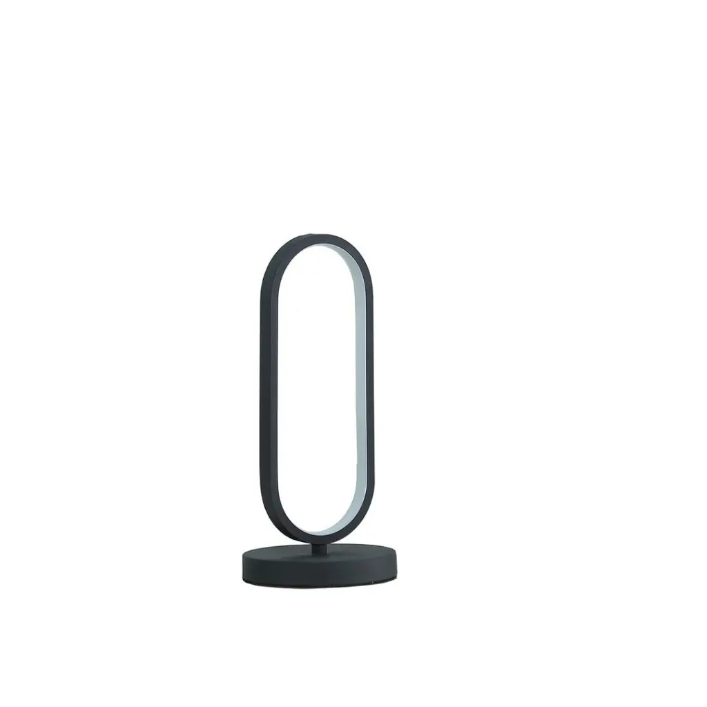 14" Modern Matte Black Oval LED Contemporary Metallic Table Lamp california home