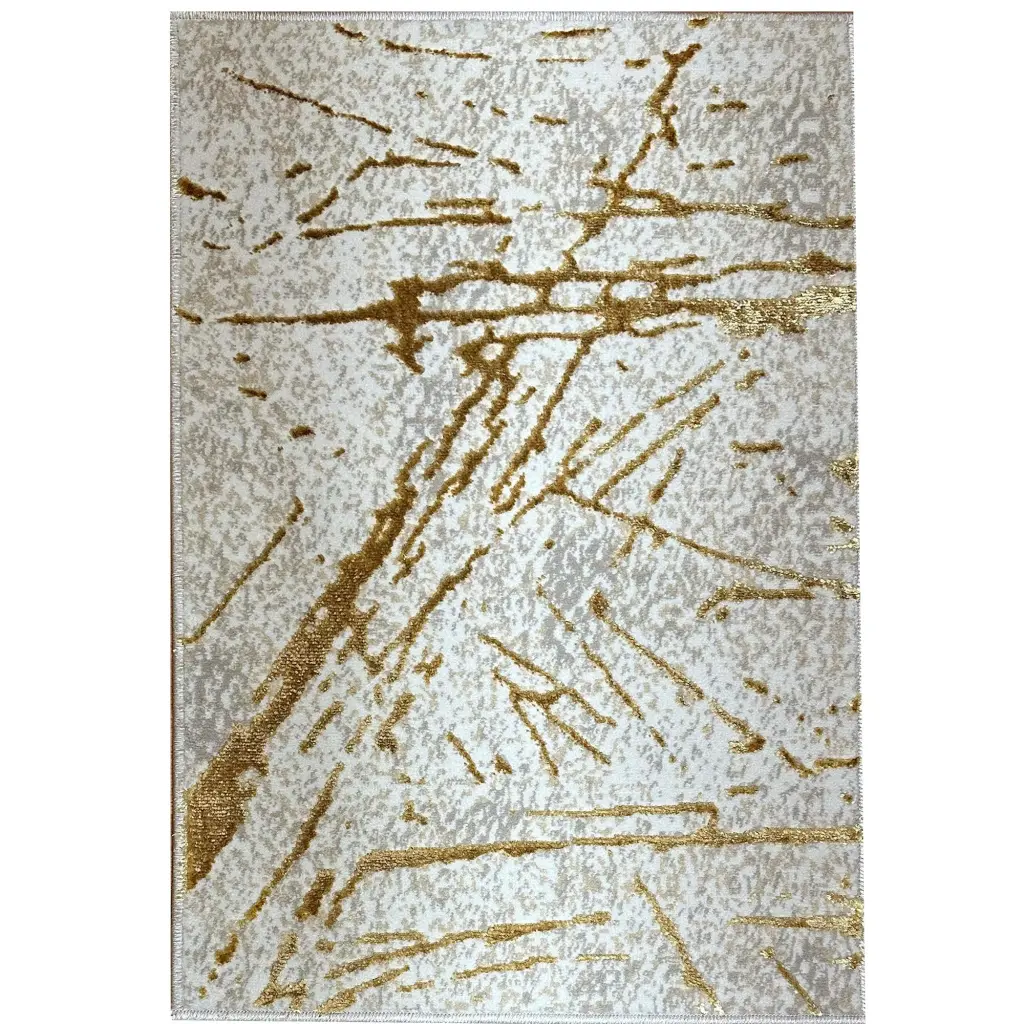 Shifra Premium Area Rug Beige And Gray Metal Abstract Design Multi Layer Living Room Carpet furnings