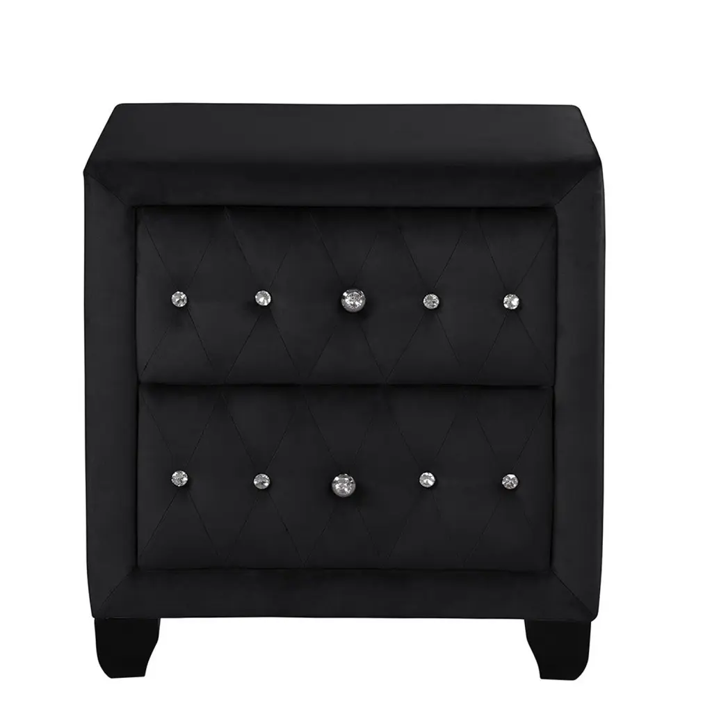 Modern Style Night Stand Made Timber Black 2 Drawers Bedside Table galaxy home furnishings