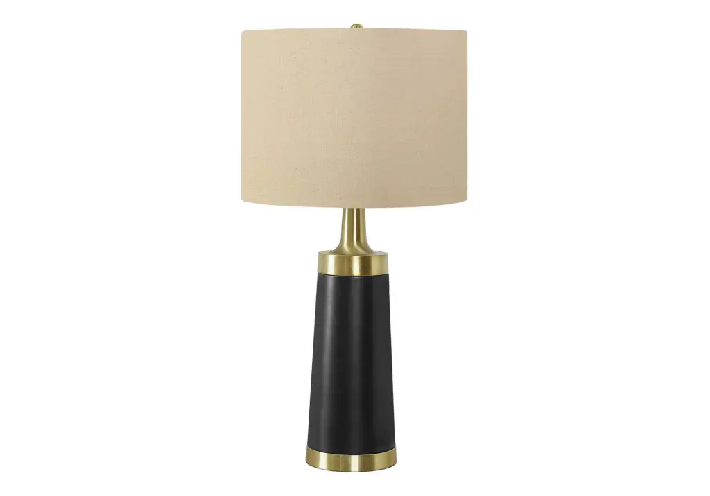 Lighting 28H Table Lamp Black Metal Beige Shade Contemporary Black 8th street living