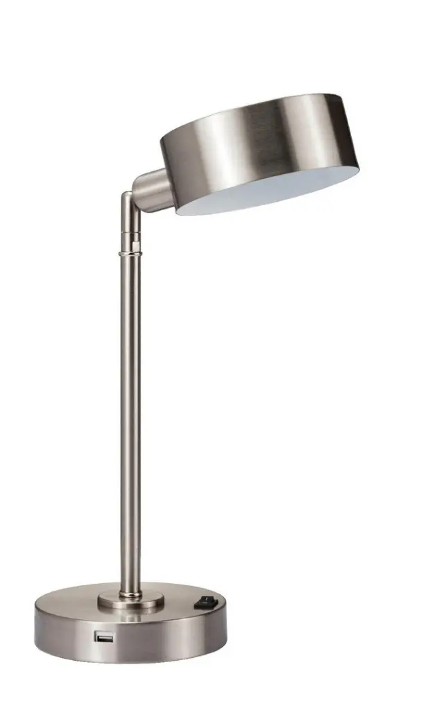 15 Inch Cambert LED Table Lamp USB Port Brushed Shiny Metal Finish california home