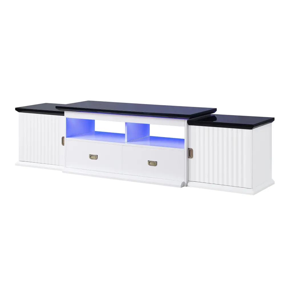 White And Black TV Stand LED Touch Light Modern Entertainment Center furniture max