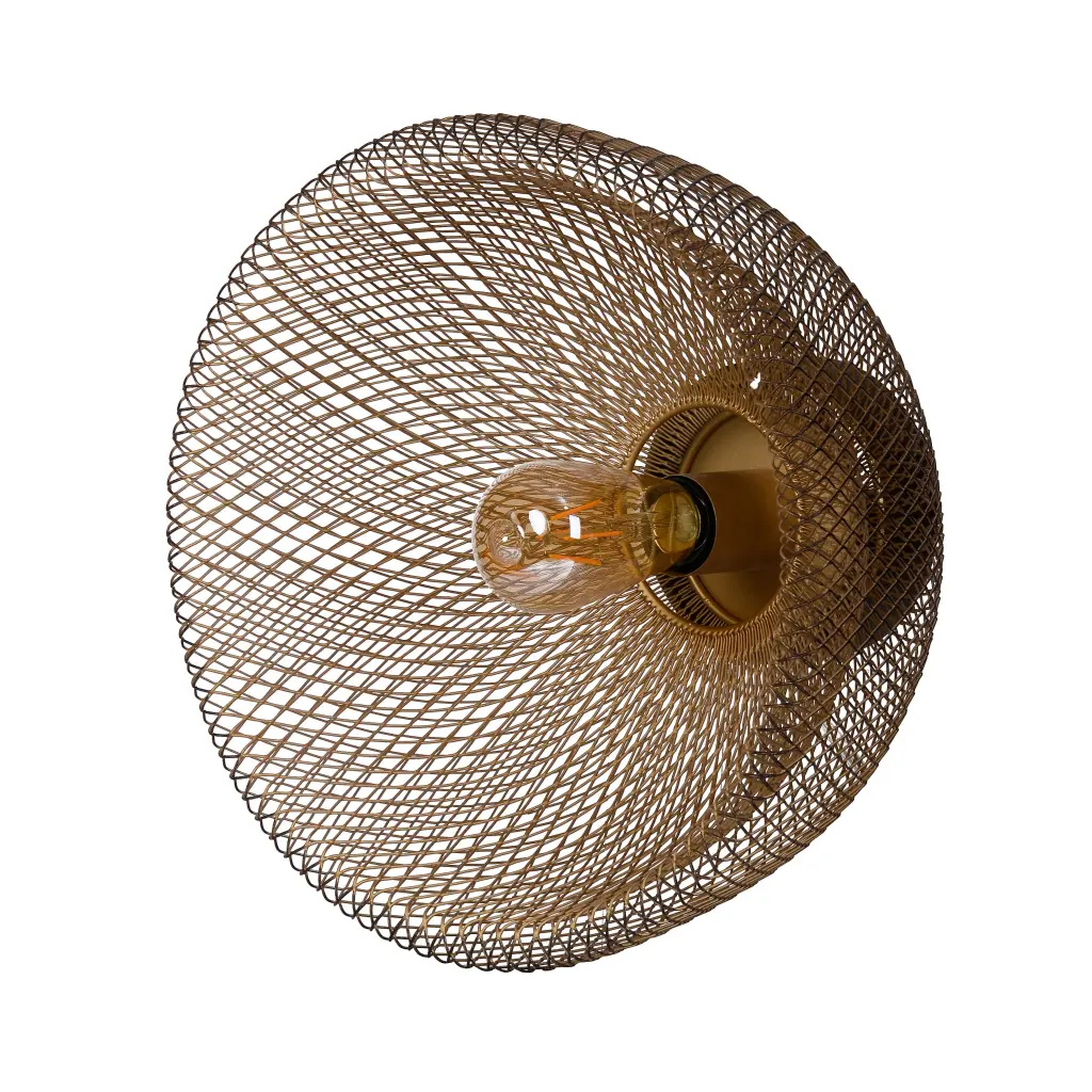 14 Inch Round Wall Mounted Lamp Ferrous Metal Mesh Precious Metal Finish royal hampton