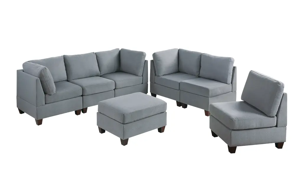 Modular 7 Piece Set Gray Material Living Room and Home Décor poundex