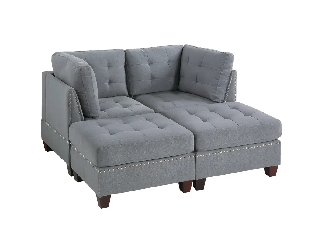 Modular Set 4Pc Gray - Modern Living Room Furniture Set poundex