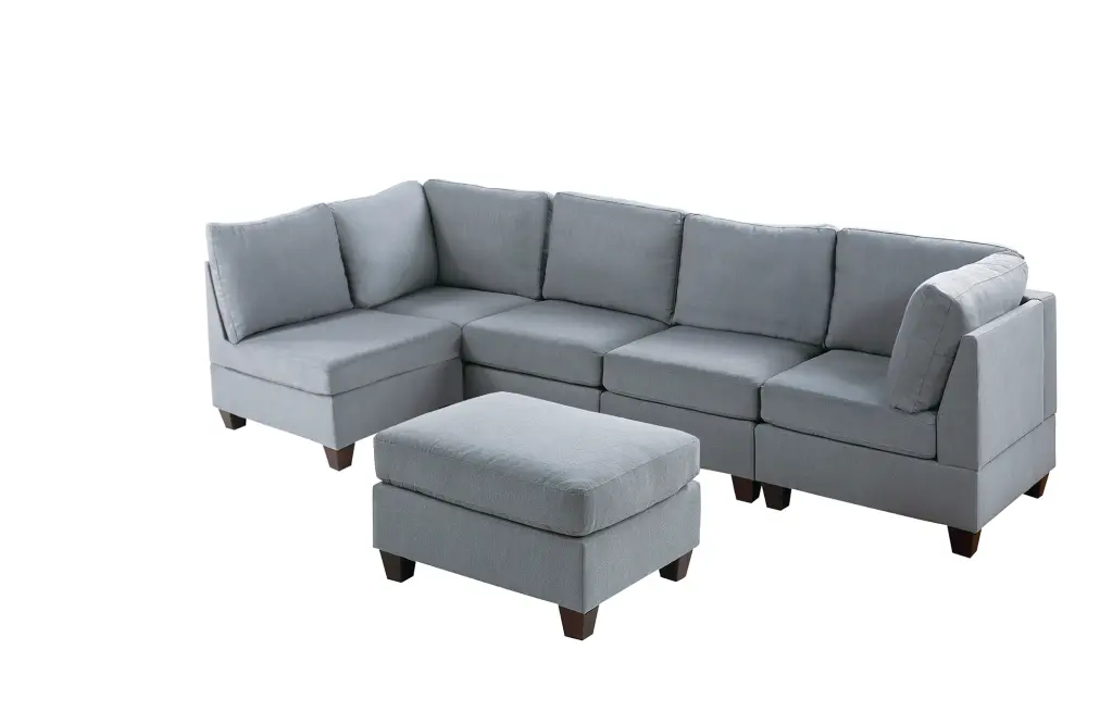 Modular Set 6Pc Gray Material Living Room or Office Furniture poundex