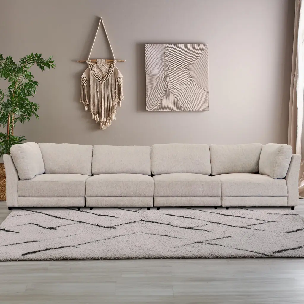 Summit Grey Modular Sectional 4 Seat Configuration Grey Timber Polyester Sofa american homestead furniture