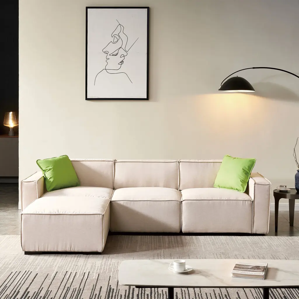 Video Modular Sofa L Influence Convertible Ottoman Chaise Beige hdf store