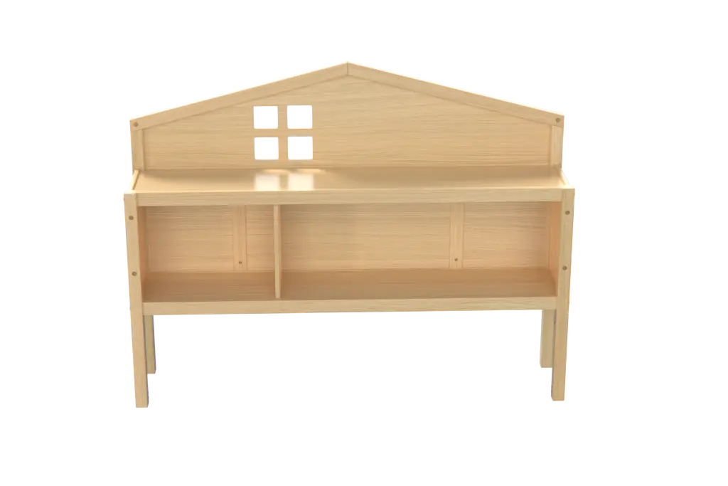 Full Size Headboard Storage Cabinet - Montessori Floor Bed Natural Finish junbed