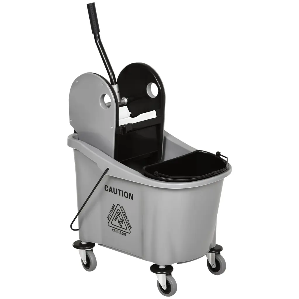 Homcom 9.5 Gallon 38 Quart Mop Bucket Wringer Cleaning Shopping Basket aosom business