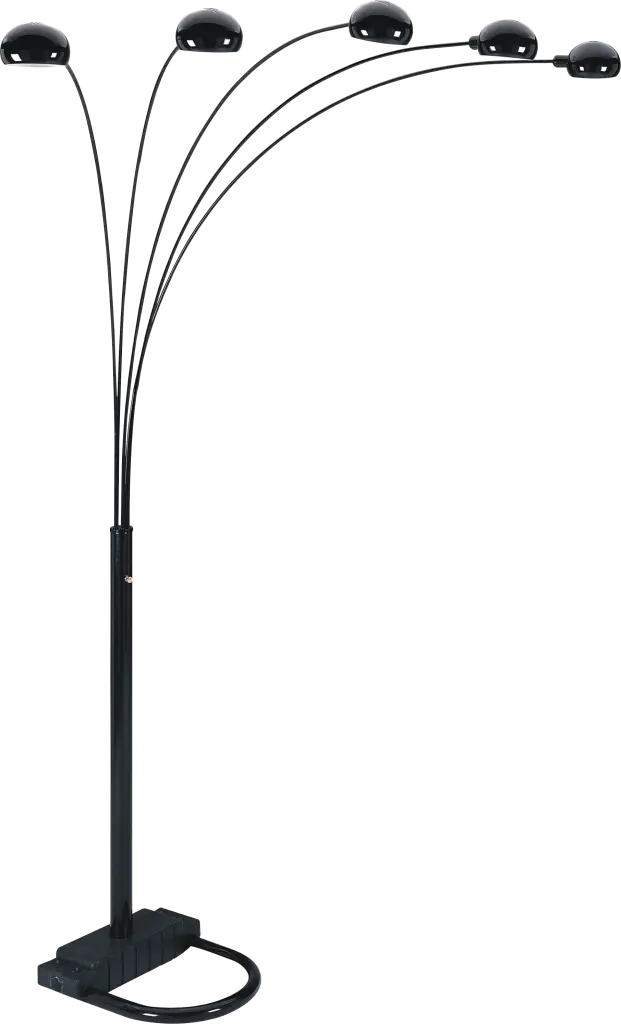84H Black 5 Head Cap Style Floor Lamp 1Pc Ctn 2.51 32.63 Black Metal sh lighting