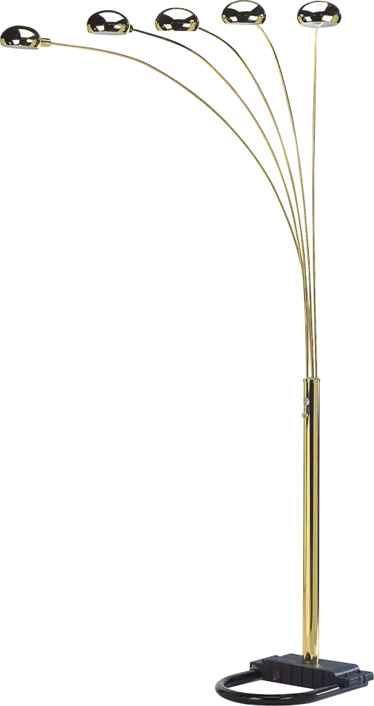 84 Inch H Gold 5 Head Cap Style Floor Lamp 1 Piece Gold Metal Modern Lighting sh lighting