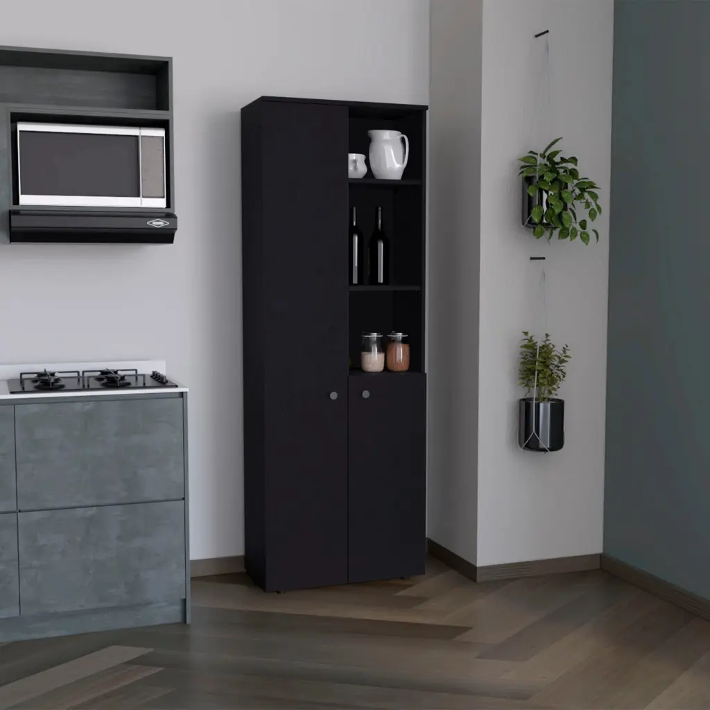 Riner Multistage 67 Inch H 5 Tier Storage Shelves and 2 Doors Black Organizer depot e-shop