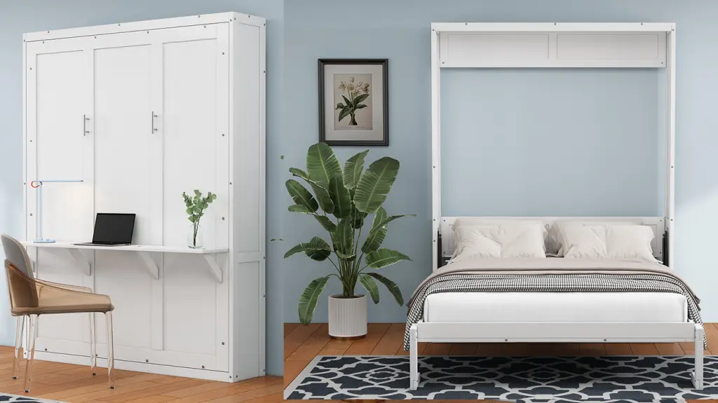 Queen Dimensions Murphy Bed 2 Side Cabinet Storage Shelves 68 Inch Cabinet bed best