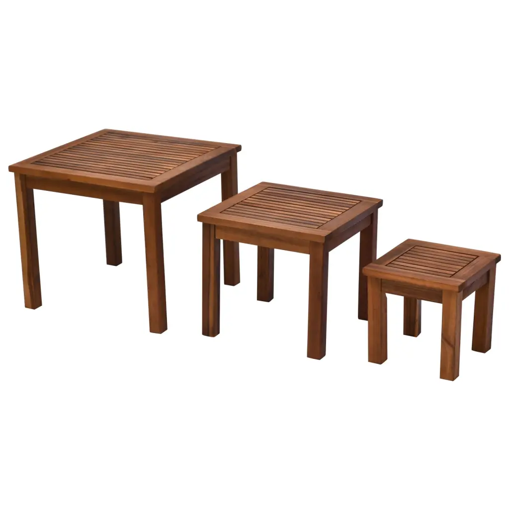 Outsunny 3 Piece Outdoor Side Nesting Table Patio Set Acacia Timber aosom business