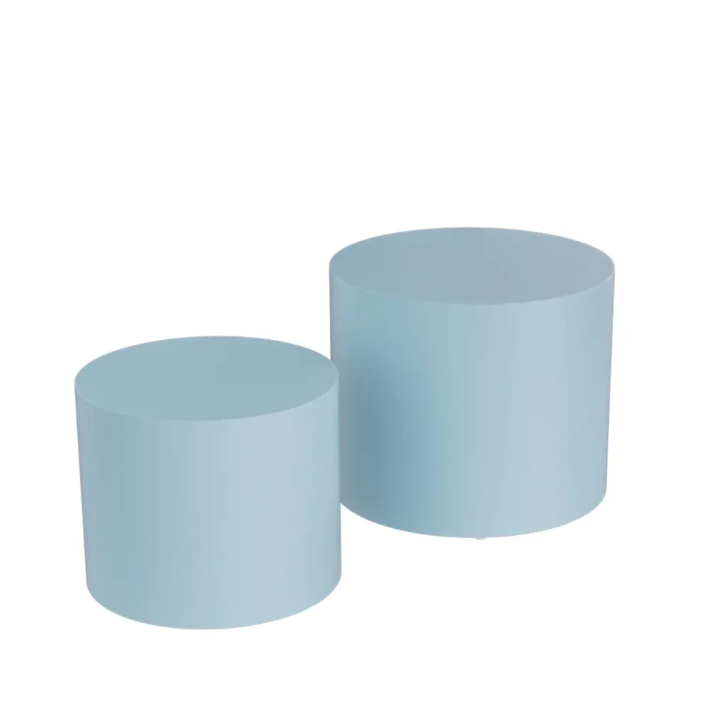 Nesting Table Set 2 MDF Side Table Round Shape Blue justone interior